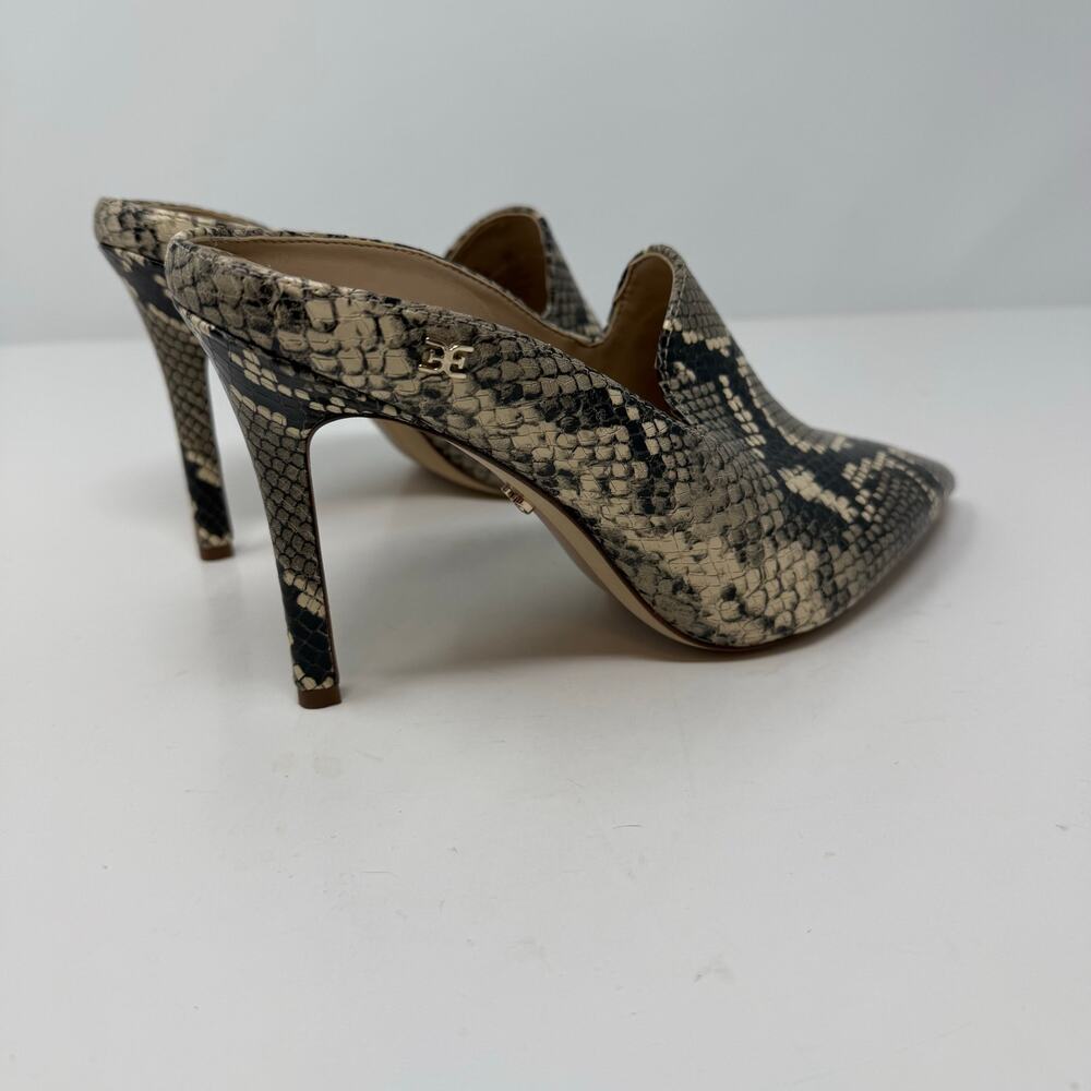Sam Edelman Harlee Embossed Snake Print Mule Heels Sz. 7.5 Slip On EUC - Picture 7 of 13